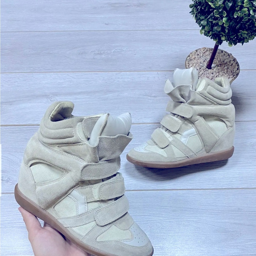 Isabel Marant leather suede high sneakers